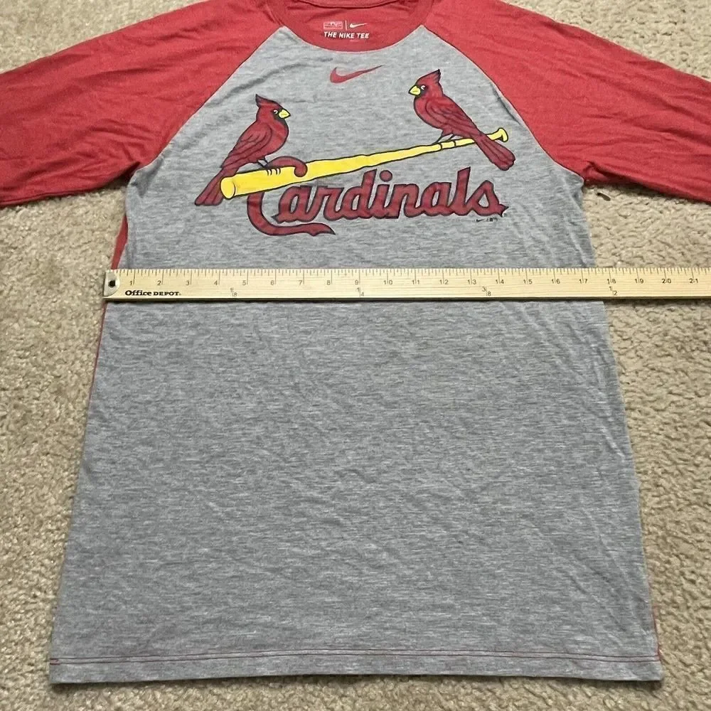 St. Louis Cardinals Nike Tee Small Nike Red Gray Baseball Raglan Tee MLB